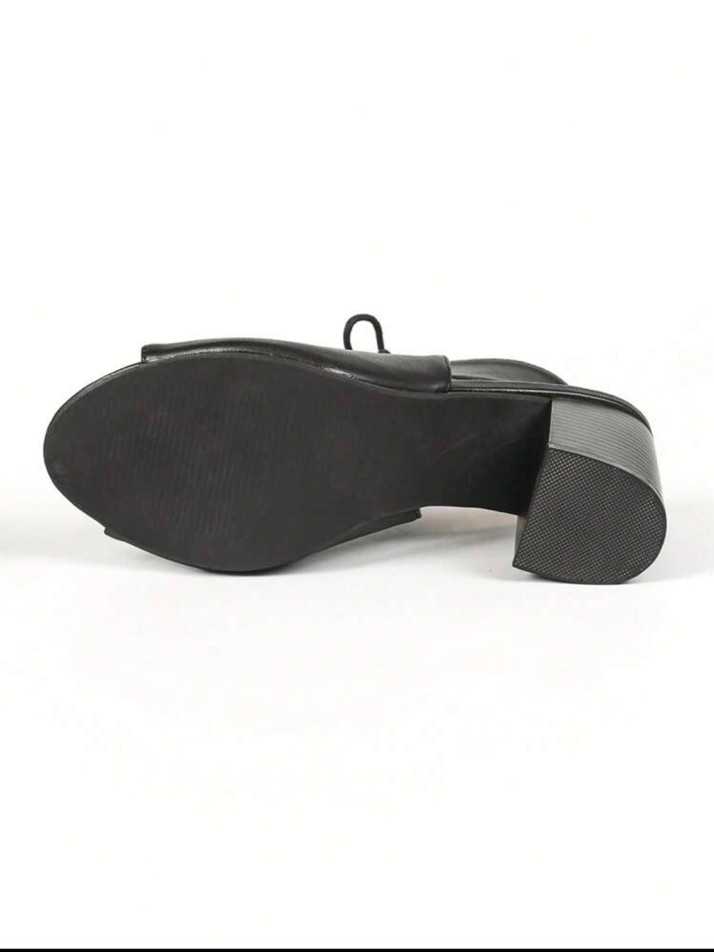 NEVER WORN: Black Lace-Up Peep Toe Block Heel Sandals - Picture 6 of 6